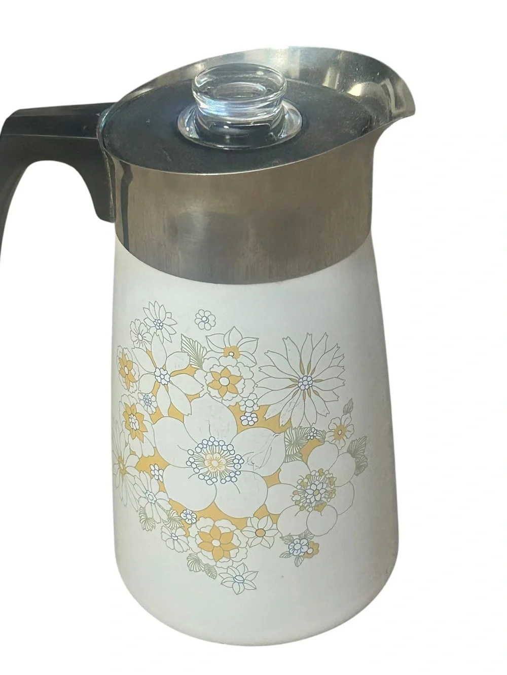 Vintage Corningware  9 cup “Floral Bouquet” Stovetop Coffee Pot Perculator